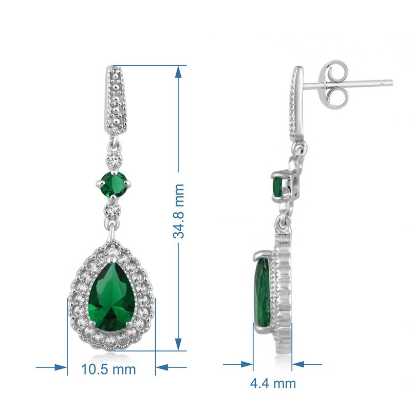Jewelili Sterling Silver 9x6 MM Pear Shape and 3.5 MM