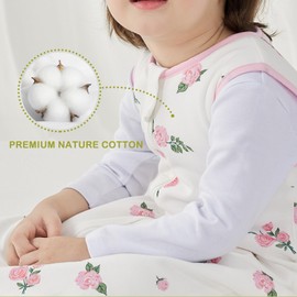 Nivolltha Baby Sleeping Bag 1.5 TOG, 100% Cotton Warm All Season Sleeping Bag Baby, 1.5 TOG Sleeping Bag 6-18 Months for Newborn Infant Toddler, Bloom