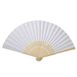 Folding Fan Handheld Paper Bamboo Ribs Painting Fans for Wedding Party Decoration(White)