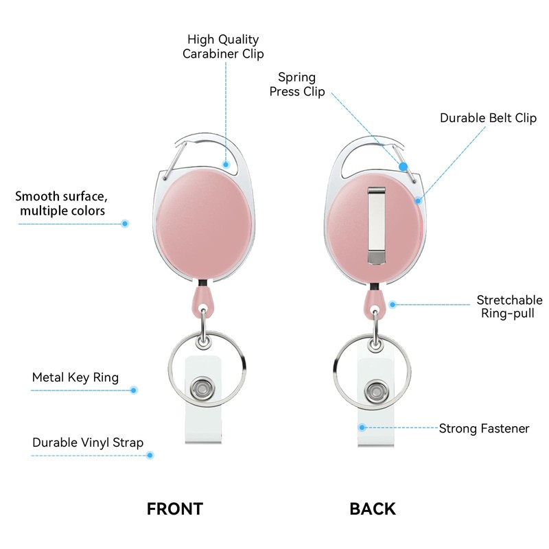 1 Pack Heavy Duty Retractable Badge Reel with Double-Sided Windows