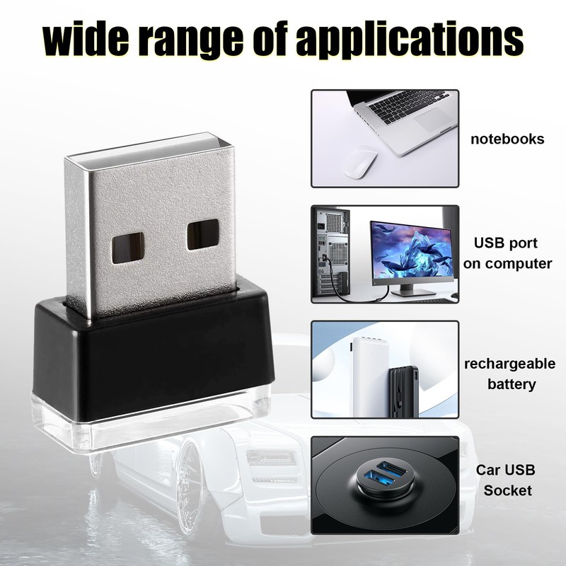Ziciner 4 PCS USB LED Car Interior Atmosphere Lamp, Portable