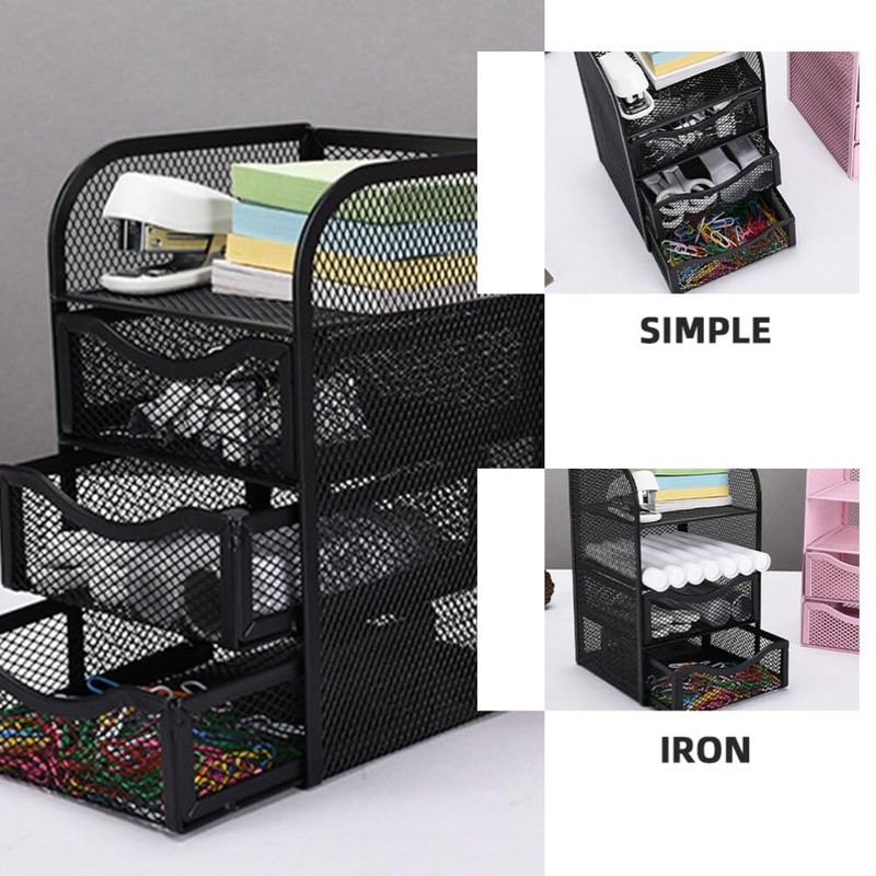 Operitacx Desk Organizer Drawer Storage Holder Mesh File Organizer for
