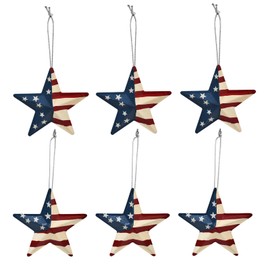 American Flag Star Metal Star Ornament for Tree Patriotic Decorations - Memorial Day & Labor Day Party Supplies (6)