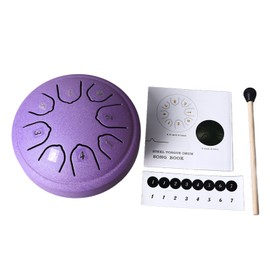 Tongue Drum 4.5 Inch 8 Tone C Key Carbon Steel Mini Tongue Drum for Adult Children Beginner Purple
