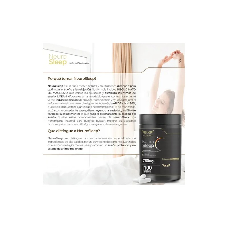 Eternal Nutrition Neuro Sleep Complejo Relajante 100 Cápsulas Bisglicinato Magnesio