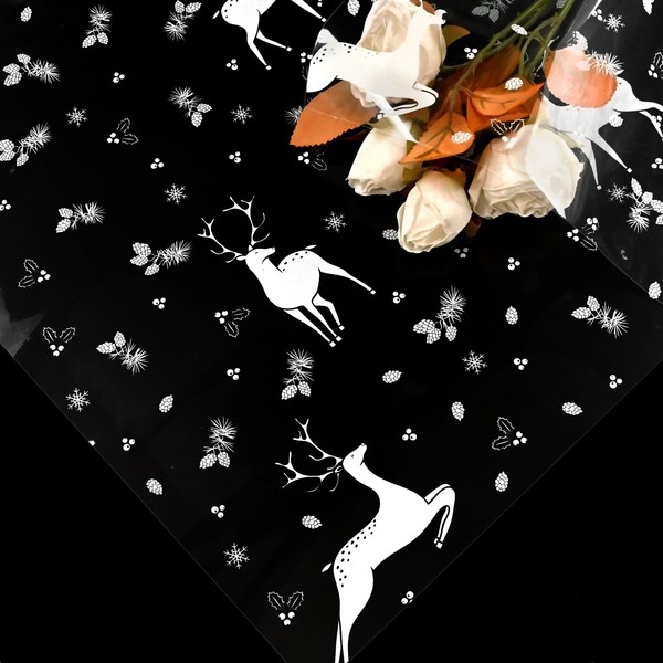 5m*80cm Christmas Deer and Snowflake Cellophane Wrapper for Hampers, QRTDXP