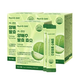 Nutri D-Day Convenient Cabbage Fermentation Enzyme 3g×30 packs, 3 plum flavor, 3 packs / 뉴트리디데이 쏙편한 양배추 발효 효소 3g×30포 3개 매실맛 3개