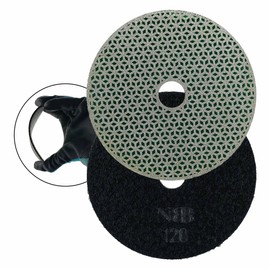 NBB Electroplated Diamond Polishing Pad for Dry Polishing Marble Granite Natural Stone Ceramic Wood Glass Metal Diameter 100mm with Nylon Backing (120#, 1)