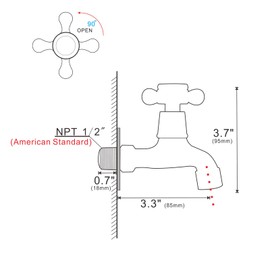 Chrome Brass Wall Mounted Balcony Mop Sink Faucet Brass Single Handle Cold Garden, Laundry Utility Faucets
