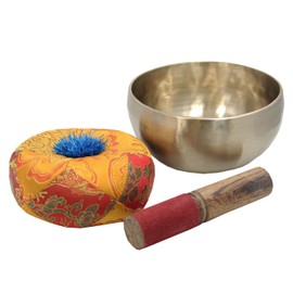 Handmade Hammered Zen 5 Inches Singing Bowl / Mallet / Silk Cushion Set