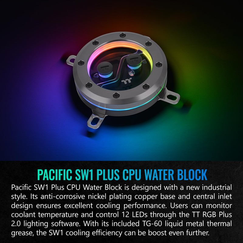 Thermaltake Pacific SW1 Plus CPU Water Block with Built-in Temperature