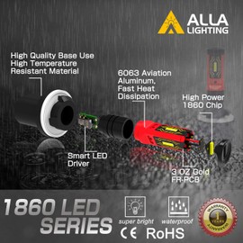 Alla Lighting PG13 Base H27 880 LED Fog Lights Bulbs Replacement Xtreme Super Bright 1860-SMD 892 893 899 (3000K Amber Yellow)