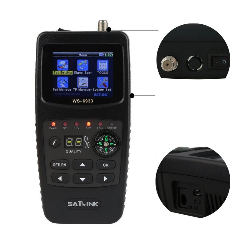 SATLINK Satellite Finder Meter DVB-S2/S HD Digital Satellite Receiver FTA
