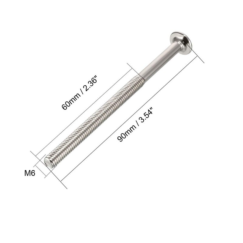 sourcing map M6x90mm Phillips Head Screws Furniture Bolts 60mm Thread