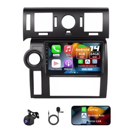 Slakerbe Android 14 Double Din Car Radio Compatible with Hummer H2 2008-2009, 4G+64G 9" Touch Screen Car Stereo with Wireless Carplay Android Auto GPS WiFi Mic Backup Camera