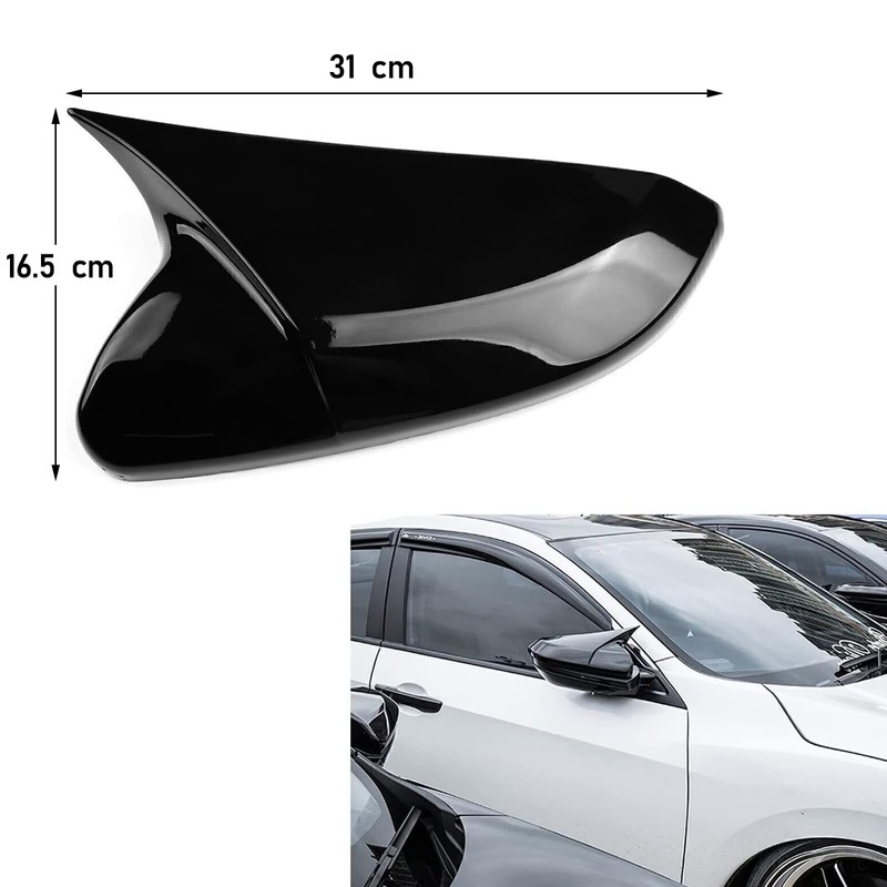 Moonlinks Compatible with 2016-2021 Honda Civic Side Ox Horn Mirror