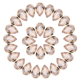 MECCANIXITY 48 Pcs 3D Teardrop Rhinestones Diamond Nail Charm Crystal Pointback K9 Glass Rhinestones Crystal Gems for Jewelry Making, Craft, 8x12mm, Light Gold
