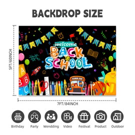 Welcome Back to School Backdrop Banner Decoration, 84 x 60 Inch, First Day of School Hanging Banner Backdrop, Large Welcome Sign Poster Photo Background for School Party Supplies