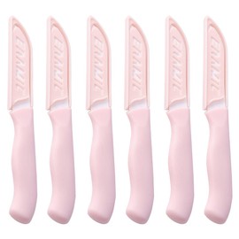 WWZJ 6 Pack Pink Paring Knives with Cover, Lightweight Ceramic Blades for Fruits and Vegetables