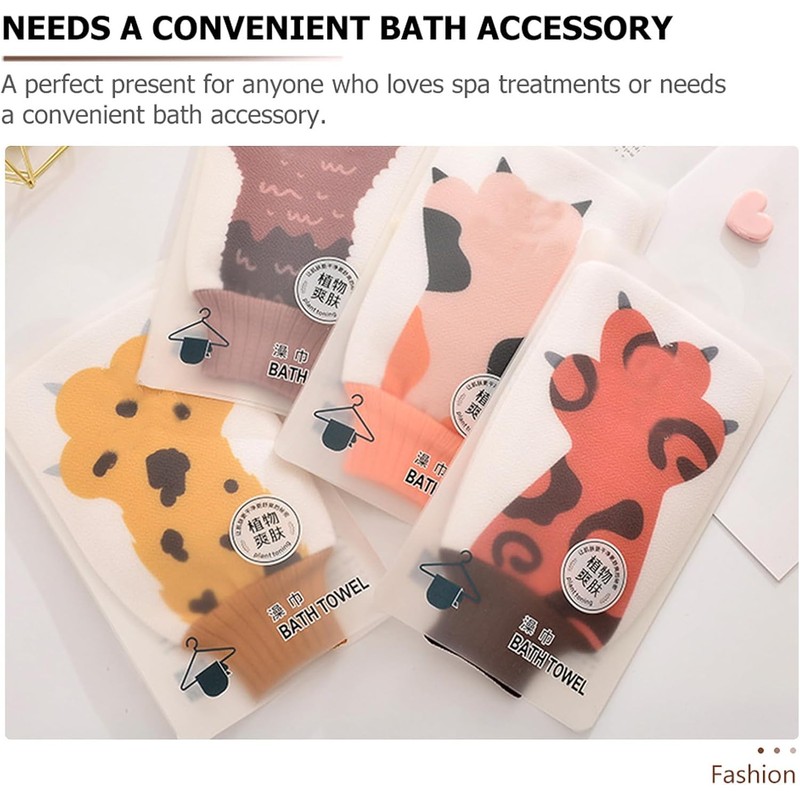 Guantes de baño exfoliantes WOONEKY 4 piezas – Diseño conejo