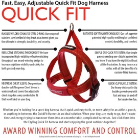 EzyDog Premium Quick Fit Adjustable Premium Dog Harness Vest with Reflective Stitching - Perfect for Training, Walking, and Control - Padded for Comfort (Large, Gray)