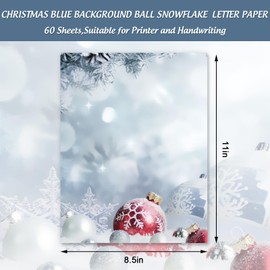 Generic AnyDesign 60 Sheet Christmas Stationery Paper Winter Snowflake Hanging Ball Letterhead Letter Writing Paper for Notes Greeting Card Invitation Office Printing, 8.5 x 11 Inch, Single-Sided