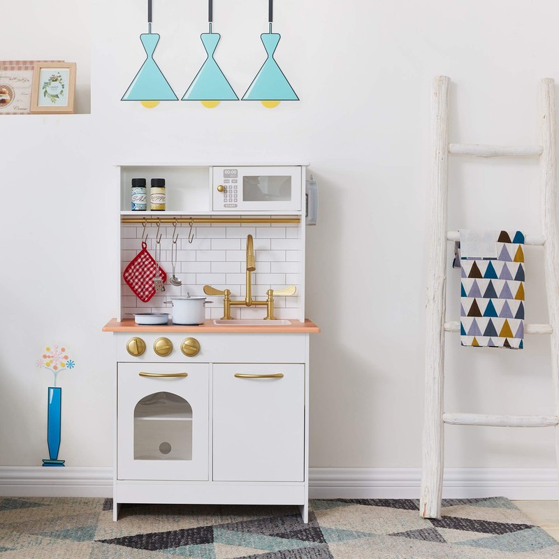 Teamson Kids Little Chef Boston Compact Farmhouse Interactive Wooden Play