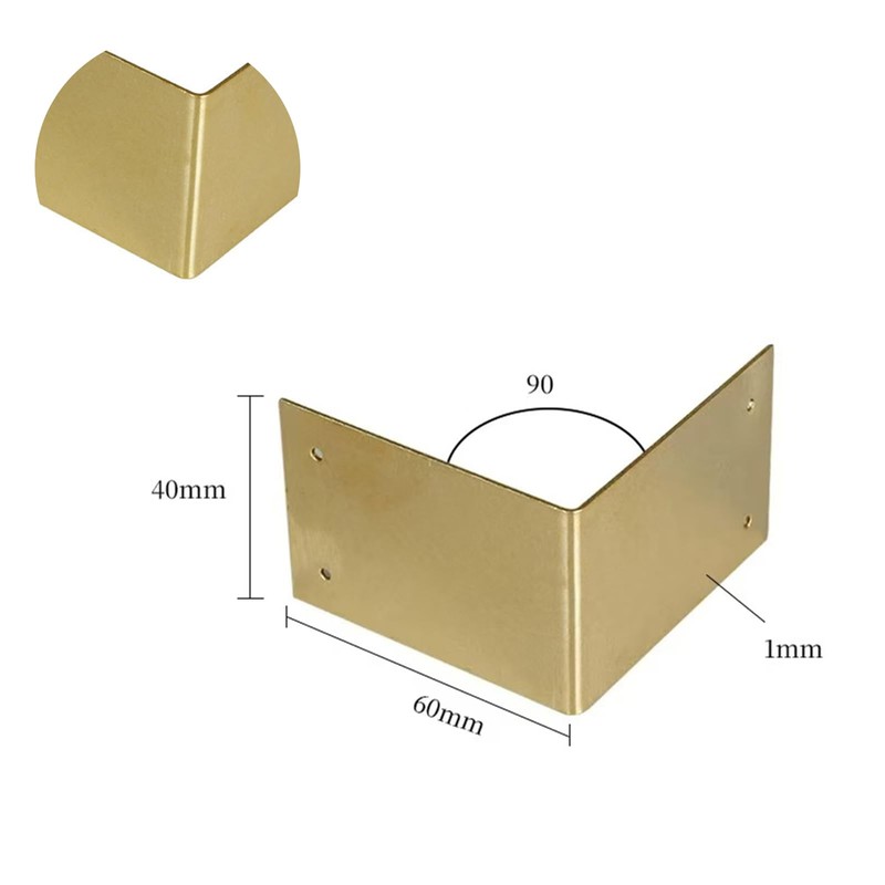 Leliafleury 4Pcs Brass Corner Protectors 6cmx6cm Right Angle Corner Brace