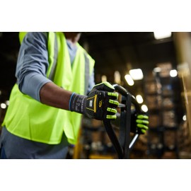 Ansell Ringers R840 Professional Work Gloves, Abrasion Resistant Nitrile Coating with Firm Grip, Multipurpose Protection Gloves, Mechanical and Industrial Safety, Black, Size L (4 Pairs)