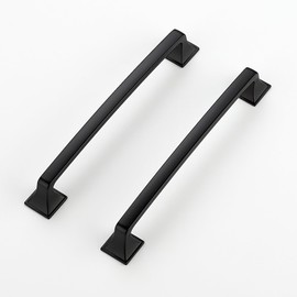 Ravinte 5 Pack Solid 6-1/4 Inch Square Foot Cabinet Arch Pull Kitchen Cabinet Handles Matte Black Cabinet Pulls Black Drawer Pulls Kitchen Cabinet Hardware Handles for Cabinets Cupboard Handles