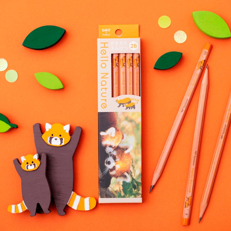 Tombow Hello Nature Children's Soft Lead Pencils, 6B, Red Panda