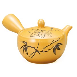 Y940 Teapot, 4.5 fl oz (140 ml), Flower Carving, Yellow Mud