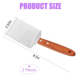 MIDELONG 2 PCS Small Brownie Cookie Spatula Metal Stainless Steel Spatula with Wooden Handle Heavy Duty Spatula Kitchen Cooking Chef Baking Scraper Turner Mini Desserts Serving Spatula