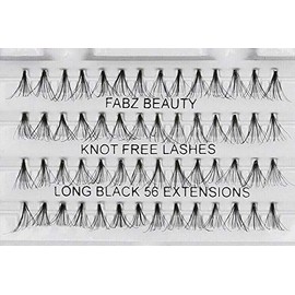 Fabz Beauty False Lashes Duralash Individual Naturals Knot- Free Eyelash Extensions Short/Medium/Long Black (Long 12mm)