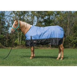 Weaver Leather Economy Turnout Horse Blanket - Waterproof Ripstop- Polyester Fiber Fill, 600D, Blue, 75"