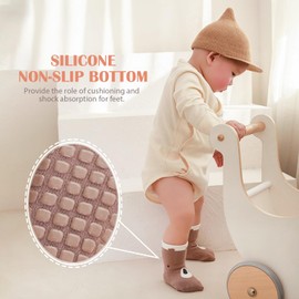 Unisex Baby Non-Slip Socks, Toddlers Kids Soft Cotton Crew Socks with Grippers Crawling Socks for Babies Non-Skid Ankle Socks for Boys Girls Newborn Infant 0-12 Months/1-3/3-5 Years