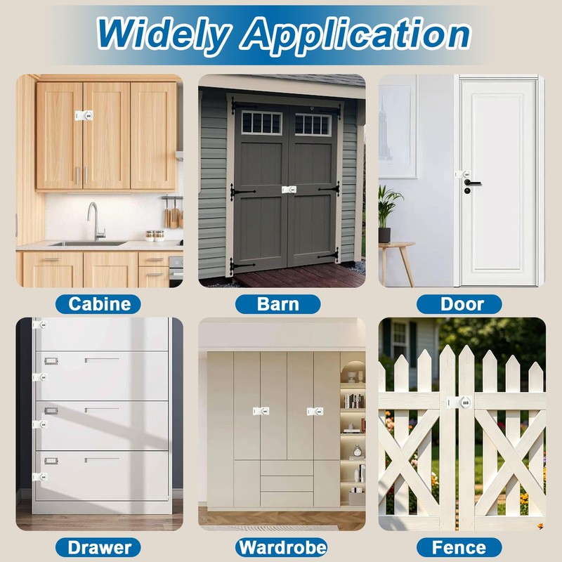 3-Digit Combination Cabinet Locks for Double Sliding Bifold Doors White