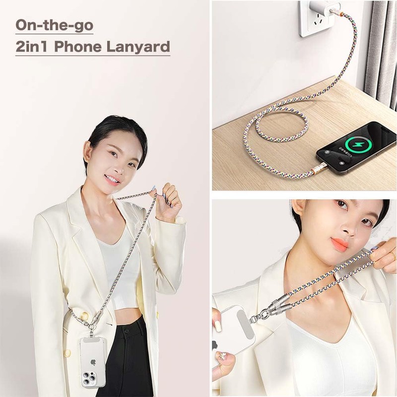 Turkalla Phone Lanyard Built-in USB-C to USB-C Fast Charging Cable,
