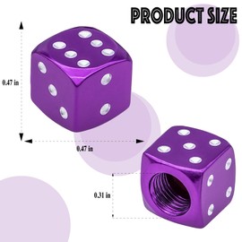 MEAJOO 6PCS Aluminum Dice Tire Valve Stem Caps, Universal Aluminium Alloy Dustproof Tire Valve Stem Covers for Cars, SUV, Trucks, Bikes, Motorcycles, Bicycles(Purple)