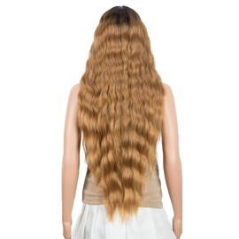 DÉBUT Super Long Wig with Film Attachment Synthetic Hair Water Wave Wig with Middle Parting Women's Lace Front Wigs 76 cm 240 g Synthetic Fibre (SOP43026)