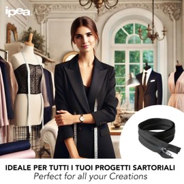 IPEA Cerniera Lampo Nera lunga 65 cm Nera - 2 Pezzi - Catena Misura #5 - Cerniere Lampo Divisibili per Abbagliamento Arredamento Cucito Giacche - Zip - Larghezza 30 mm - Colore Nero