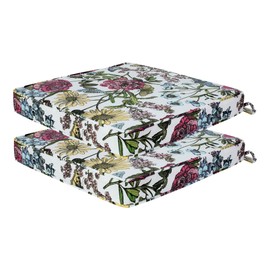 FUNHOME Outdoor Chair Cushions 18"x18"x2.5" Set of 2,Water Resistant Patio Chair Cushion with Zipper&Ties,18x18 Inch Replacement Square Seat Cushion for Garden Chairs(Butterfly Flower)