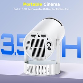 Mini Projector with WiFi and Bluetooth, Built-in Rechargeable Battery Support 4K Auto Keystone 220° Rotation, Outdoor Movie Smart Projector for Bedroom/Home Cinema Compatible w Phone/TV Stick/HDMI/USB