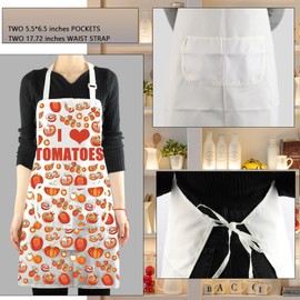 BNQL Tomato Kitchen Apron I Love Tomatoes Vegan Apron with Pockets Tomatoes Lovers Gifts for Fruitarian Tomato Cooking Apron (I Love Tomatoes)