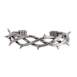 TURTLEDOVE Gothic Thorn Cuff Bracelet, Punk Barbed Wire Bangle, Stainless Steel Twisted Jewelry