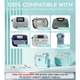 Vixic M-K231 Label Tape Replace for Brother P Touch M Tape M231 M-K231S MK231 M-231 12mm 0.47 White for Brother PTouch PT-M95 PT-90 PT-65 PT-80 PT-70 PT-45 M950 M960 Label Makers, 4 Pack