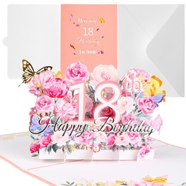18. Geburtstagskarte 3D Pop Up Karte Geburtstag Grußkarten Deko 18. Geburtstagskarten mit Umschlag Karte zum 18. Hochzeitstag Geburtstag für Frauen Männer Mädchen Junge Romantik Geschenk-Karte (18)