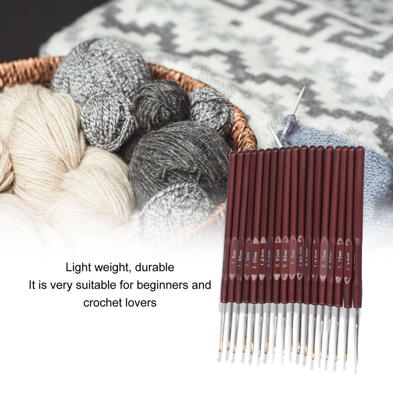 18Pcs Crochet Needle Comfortable Grip Aluminum Material Portable Sweater Needle