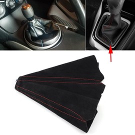 Universal Gear Lever Gaiters Stick Covers, Car Interior Suede Gear Lever Dust Cover Gear Knob Cover and Stick Covers for Most Vehicles (Red Stitching)