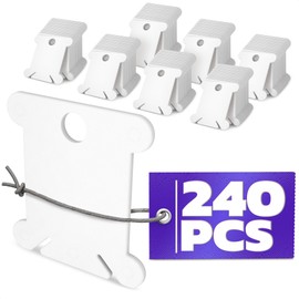 240 Pcs Embroidery Floss Bobbins - Sturdy Plastic Tangle-Free Design with 2 Slots, Hanging Hook, Smooth Edges, Easy-to-Label - Lightweight, Reusable Embroidery Floss Organizer for Craft and DIY Work